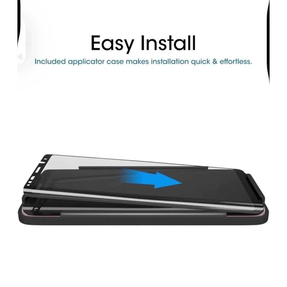 amFlim 3D Curved Glass Screen Protector for Samsung Galaxy S9 Plus - Black